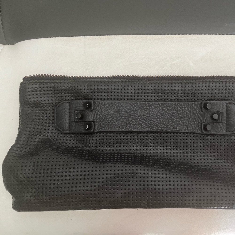 She+Lo clutch black leather purse handbag